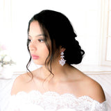 Large cubic zirconia rose gold bridal statement earrings - AVERY - Treasures by Agnes