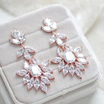 Large cubic zirconia rose gold bridal statement earrings - AVERY - Treasures by Agnes
