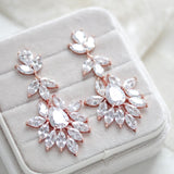 Large cubic zirconia rose gold bridal statement earrings - AVERY - Treasures by Agnes