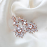 Large cubic zirconia rose gold bridal statement earrings - AVERY - Treasures by Agnes