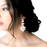 Large cubic zirconia rose gold bridal statement earrings - AVERY - Treasures by Agnes