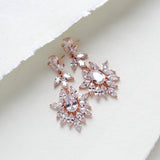 Large cubic zirconia rose gold bridal statement earrings - AVERY - Treasures by Agnes