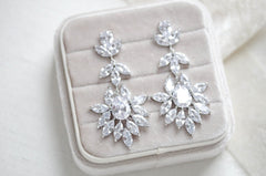 Large cubic zirconia rose gold bridal statement earrings - AVERY - Treasures by Agnes
