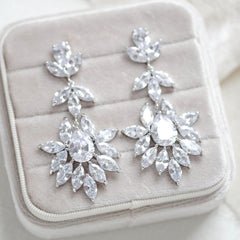 Large cubic zirconia rose gold bridal statement earrings - AVERY - Treasures by Agnes