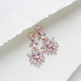 Large simulated diamond rose gold bridal statement earrings - AVERY - Treasures by Agnes