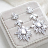 Large cubic zirconia rose gold bridal statement earrings - AVERY - Treasures by Agnes