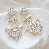 Large cubic zirconia rose gold bridal statement earrings - AVERY - Treasures by Agnes
