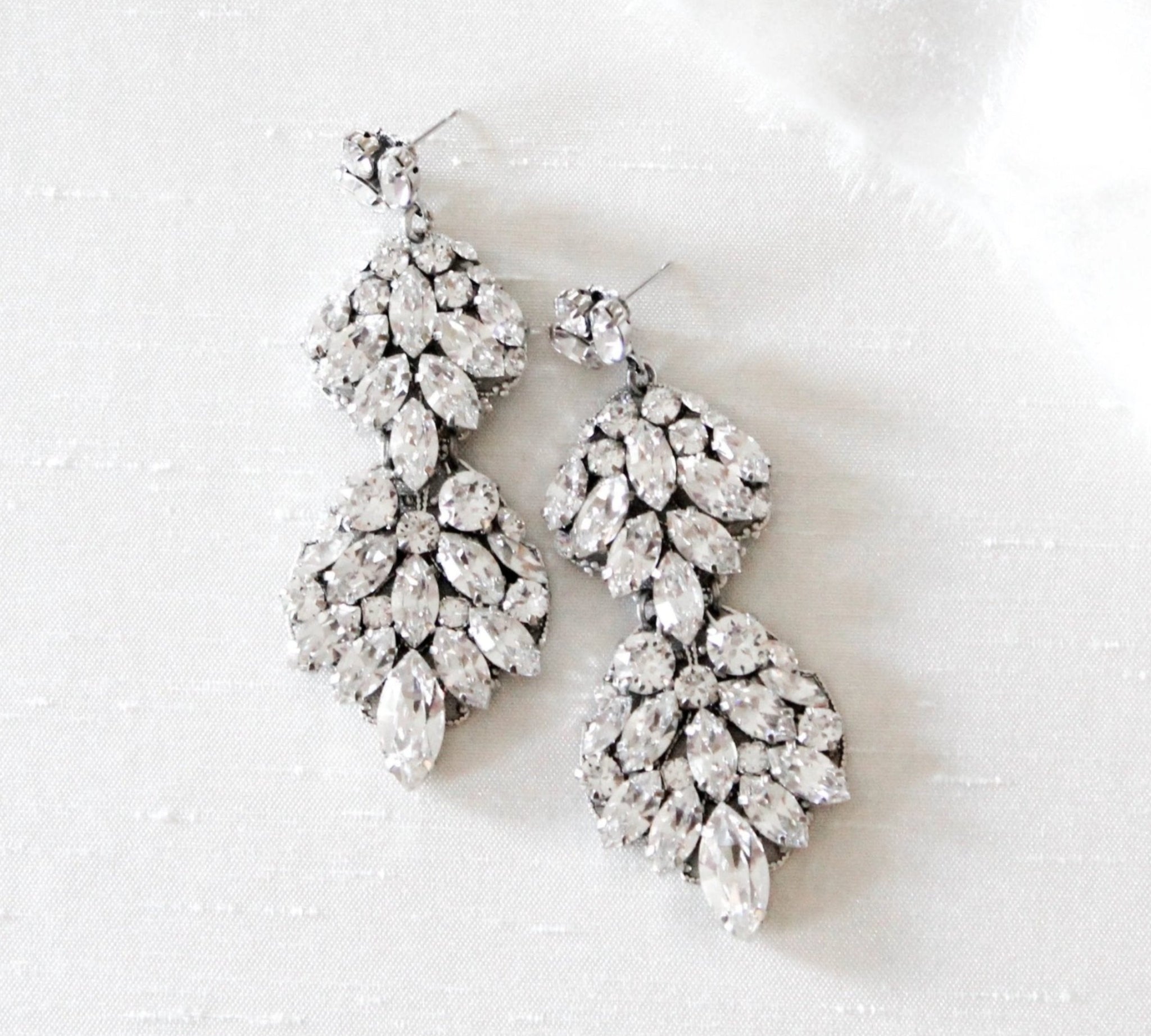 Large Haute Wedding earrings with crystals - ANGELINA - Treasures by Agnes
