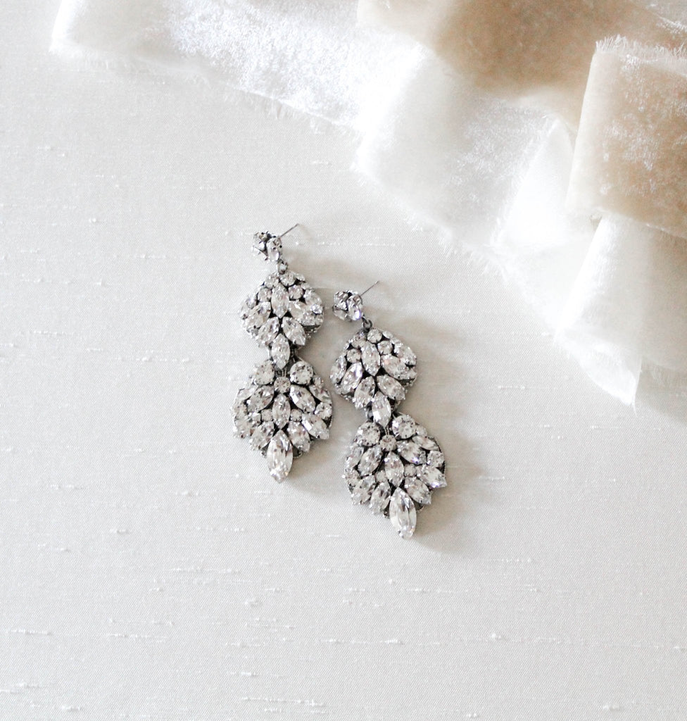 Large Haute Wedding earrings with crystals - ANGELINA - Treasures by Agnes