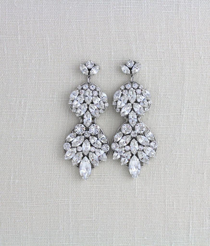 Large Haute Wedding earrings with crystals - ANGELINA - Treasures by Agnes