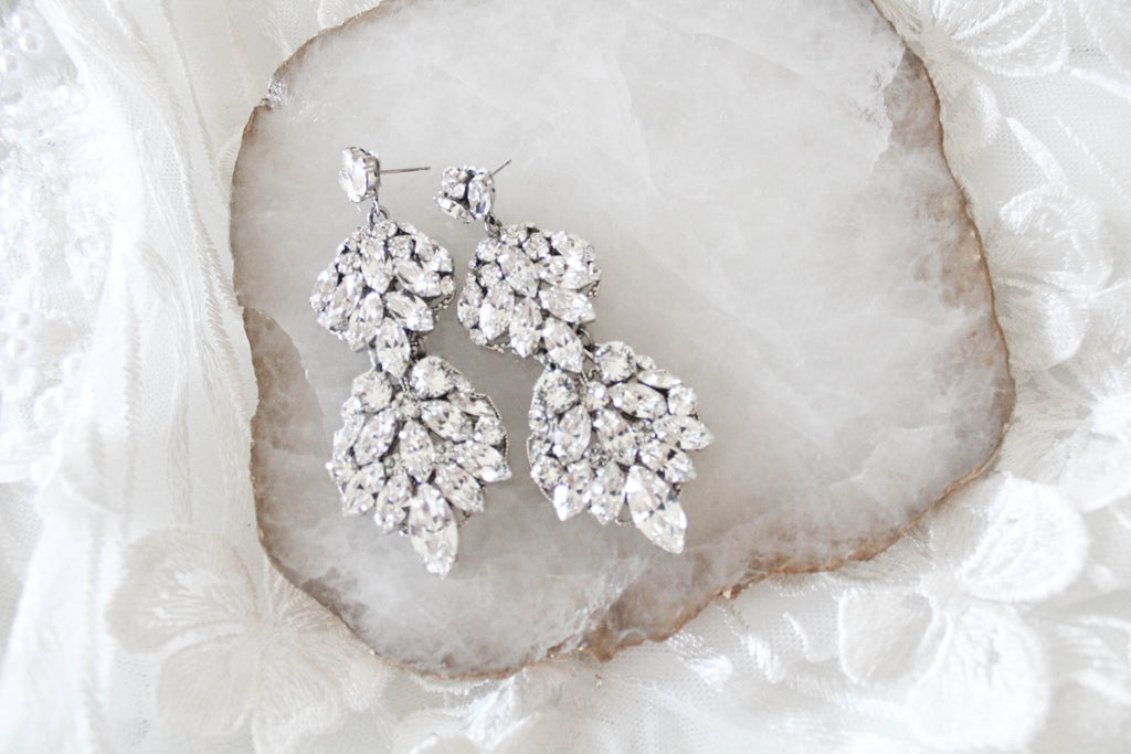 Large Haute Wedding earrings with crystals - ANGELINA - Treasures by Agnes