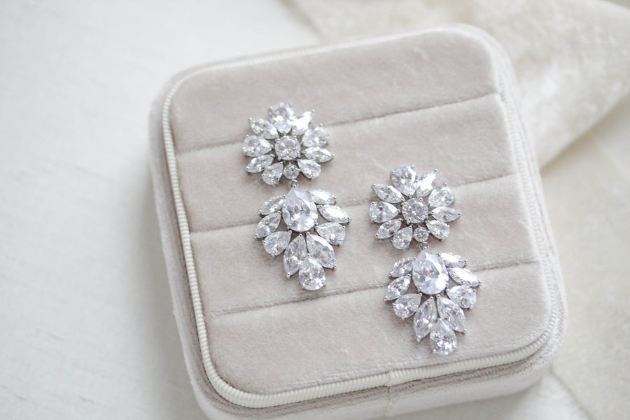 Large rose gold Bridal chandelier statement earrings - NATALIE - Treasures by Agnes