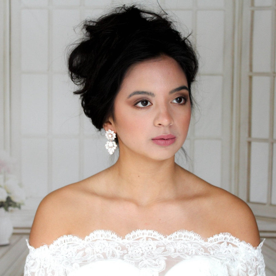 Large rose gold Bridal chandelier statement earrings - NATALIE - Treasures by Agnes