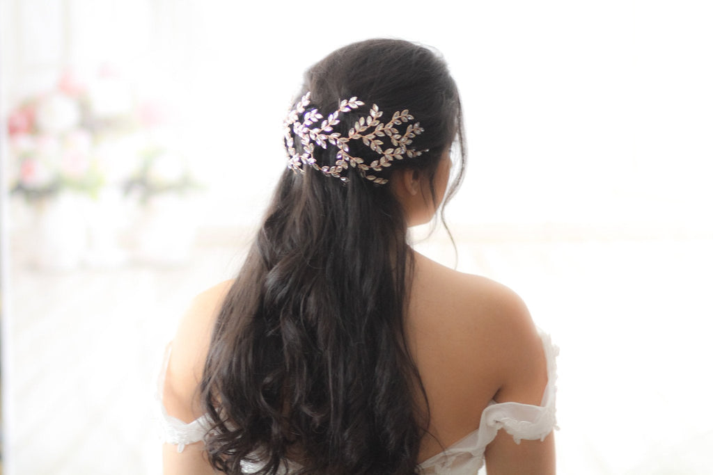 Large Rose gold crystal Wedding headpiece - LOLA - Treasures by Agnes