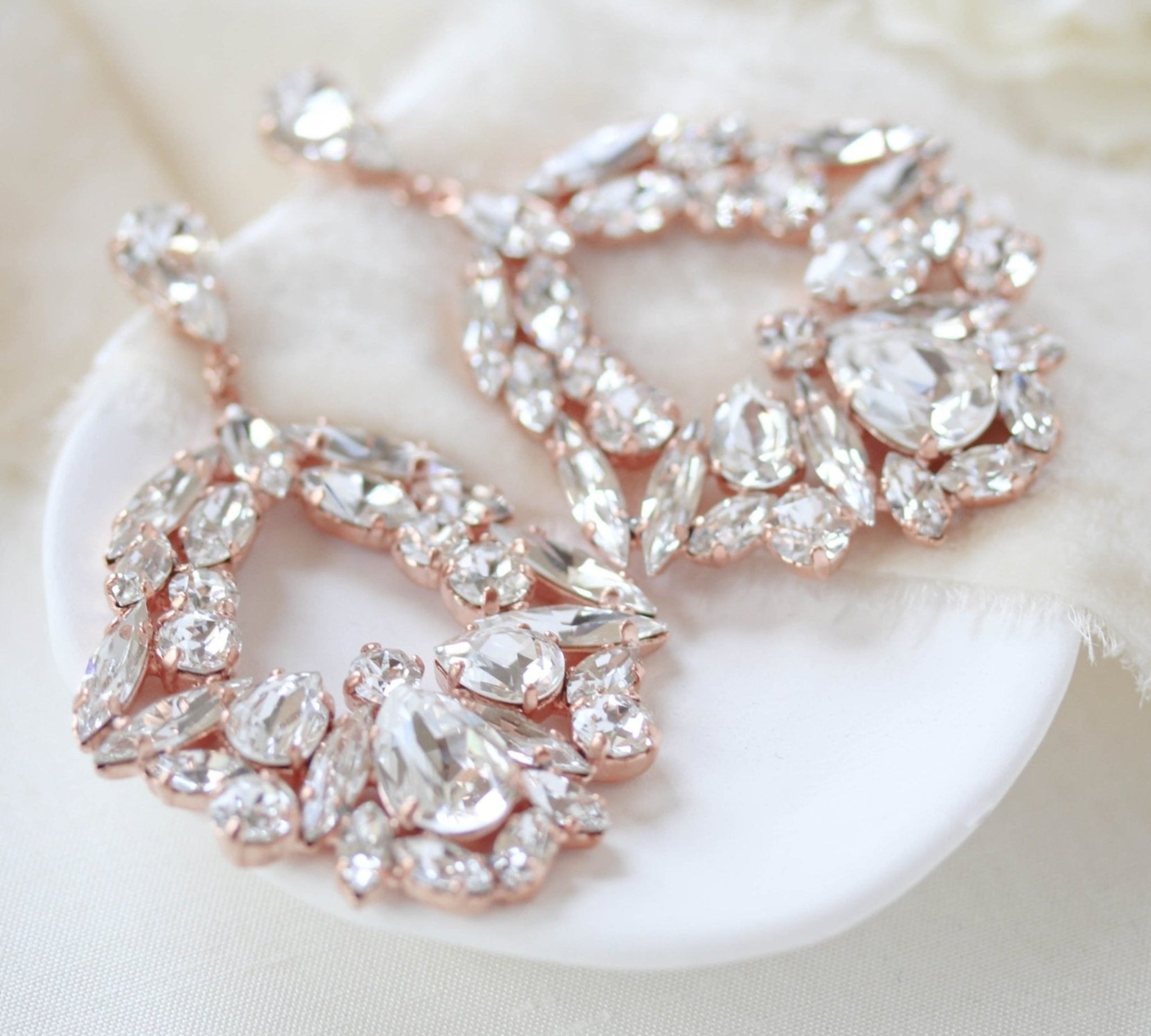 Large rose gold hoop style statement bridal earrings - VANESSA - Treasures by Agnes
