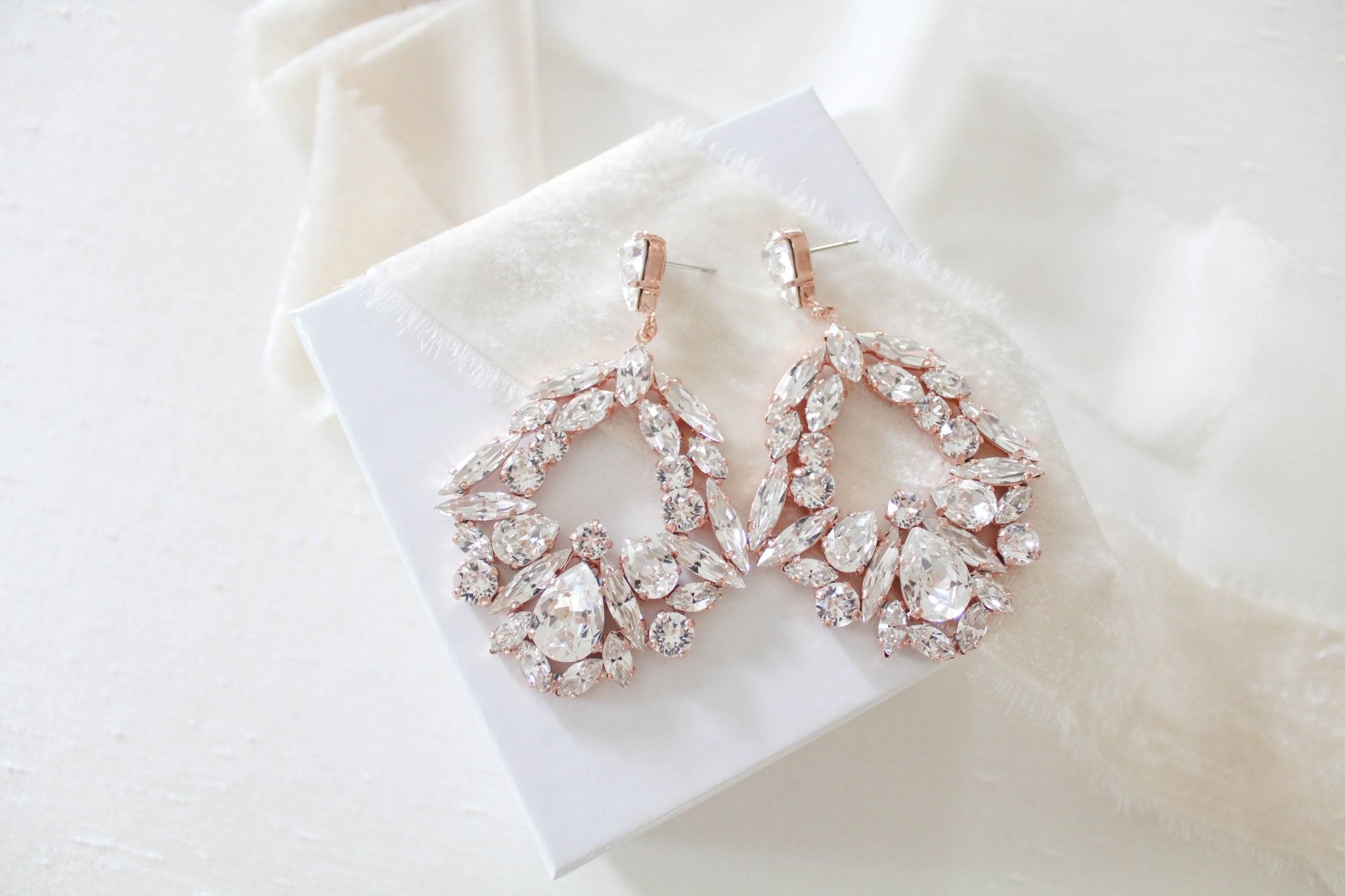 Large rose gold hoop style statement bridal earrings - VANESSA - Treasures by Agnes