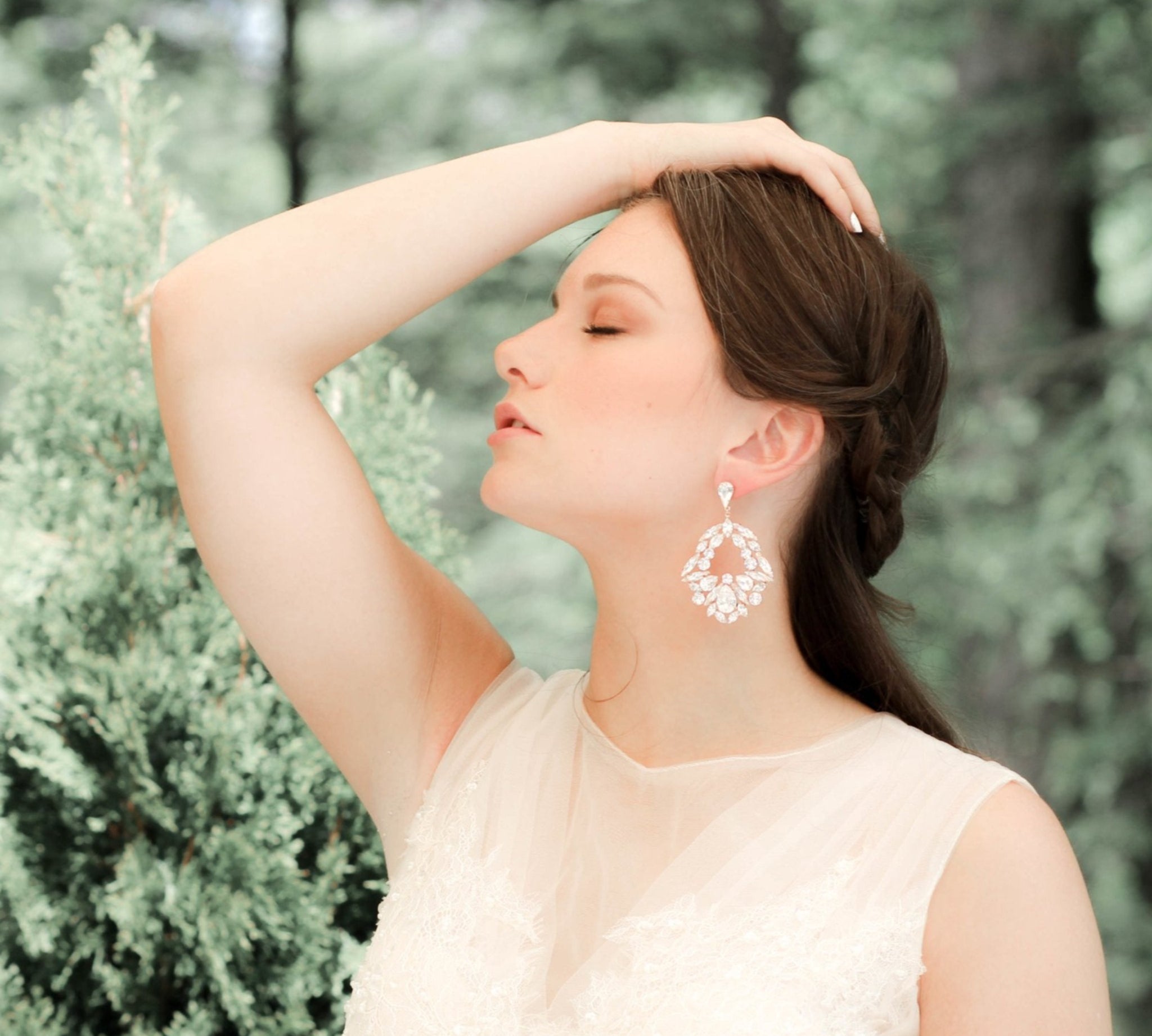 Large rose gold hoop style statement bridal earrings - VANESSA - Treasures by Agnes