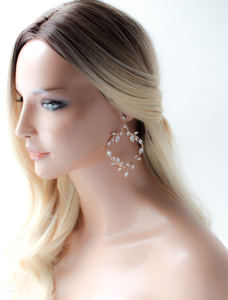 Large rose gold statement wedding earrings - APRILLE - Treasures by Agnes