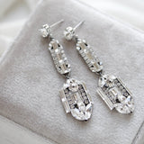 Long Art Deco Crystal Bridal earrings - LYDIA - Treasures by Agnes