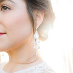 Long chandelier style statement earrings with crystal drops - Farah - Treasures by Agnes