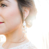 Long chandelier style statement earrings with crystal drops - Farah - Treasures by Agnes