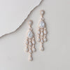 Long chandelier style statement earrings with crystal drops - Farah - Treasures by Agnes