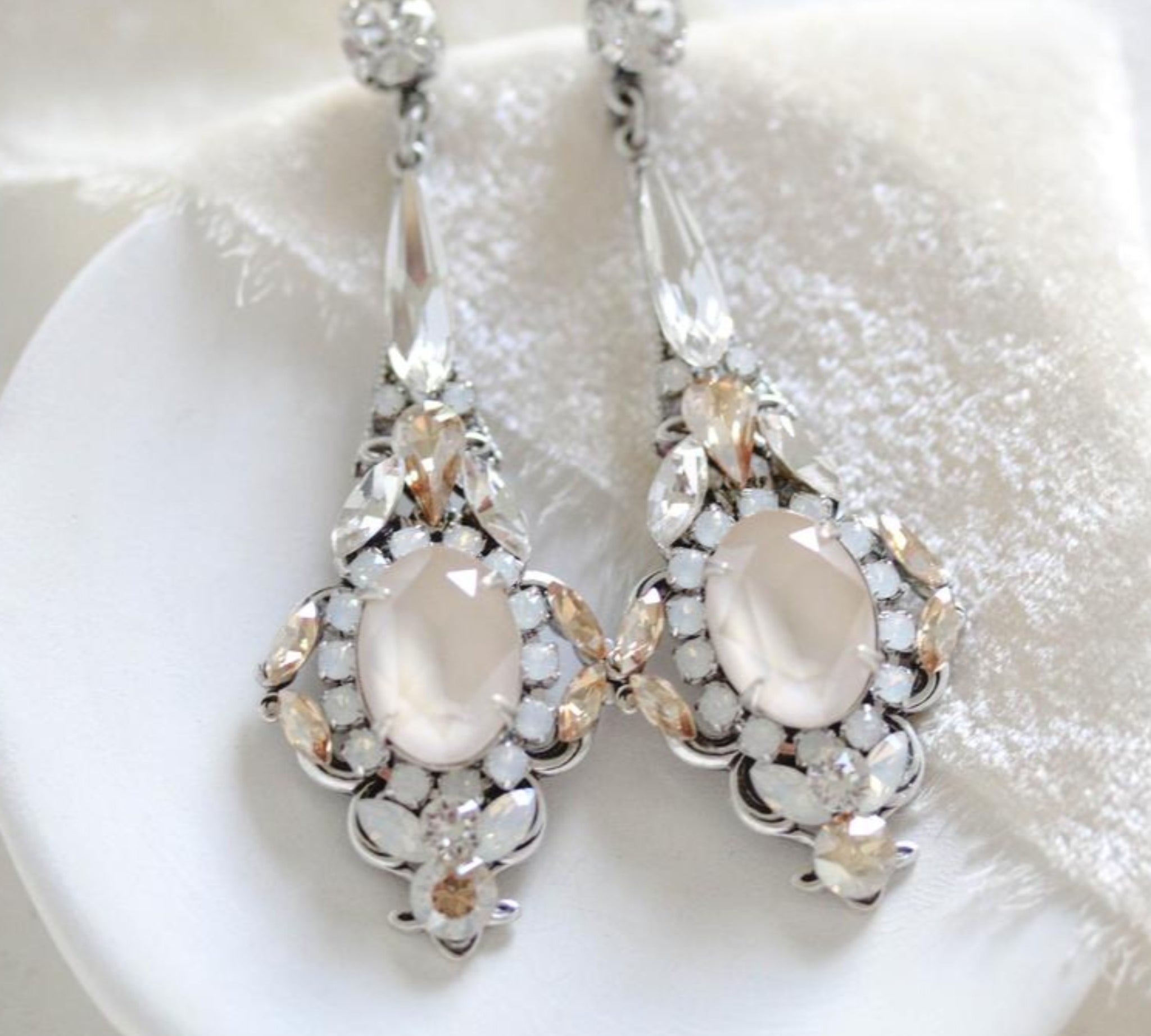 Long Drop Swarovski crystal Wedding earrings - HELEN