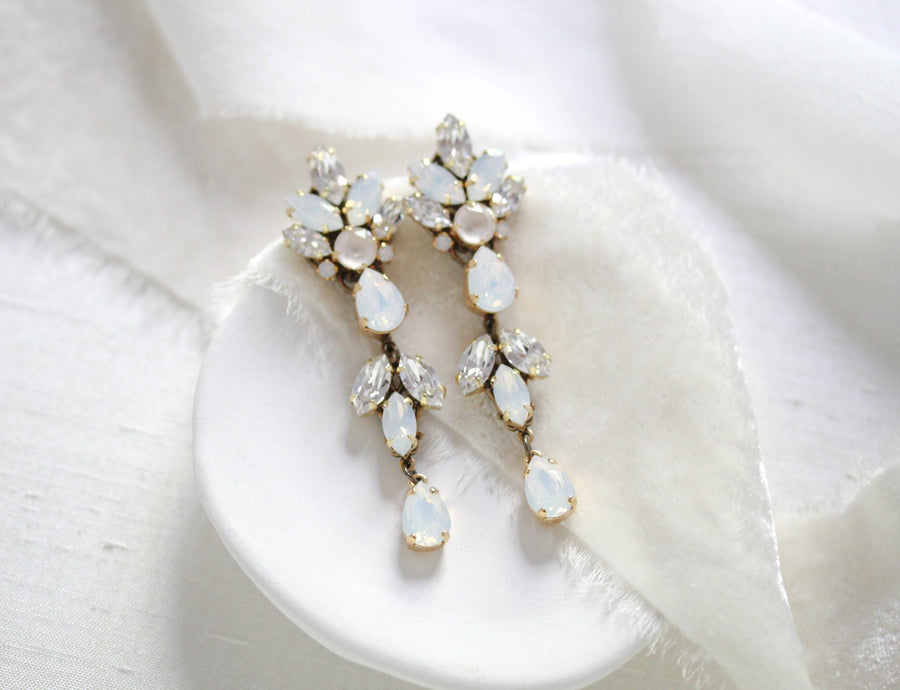 Long crystal vintage style Bridal earrings - PARKER