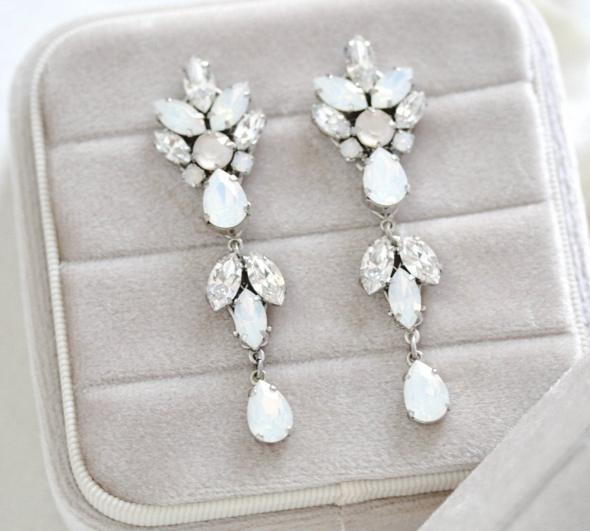 Long crystal vintage style Bridal earrings - PARKER