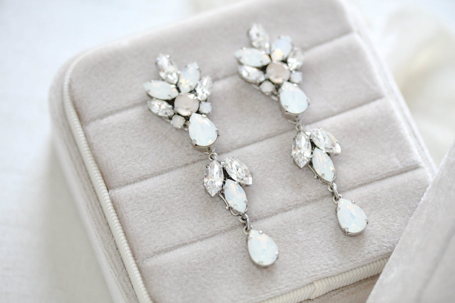 Long crystal vintage style Bridal earrings - PARKER