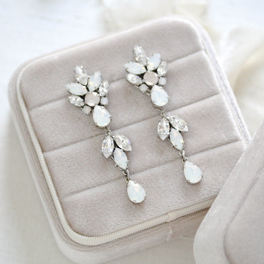 Long crystal vintage style Bridal earrings - PARKER