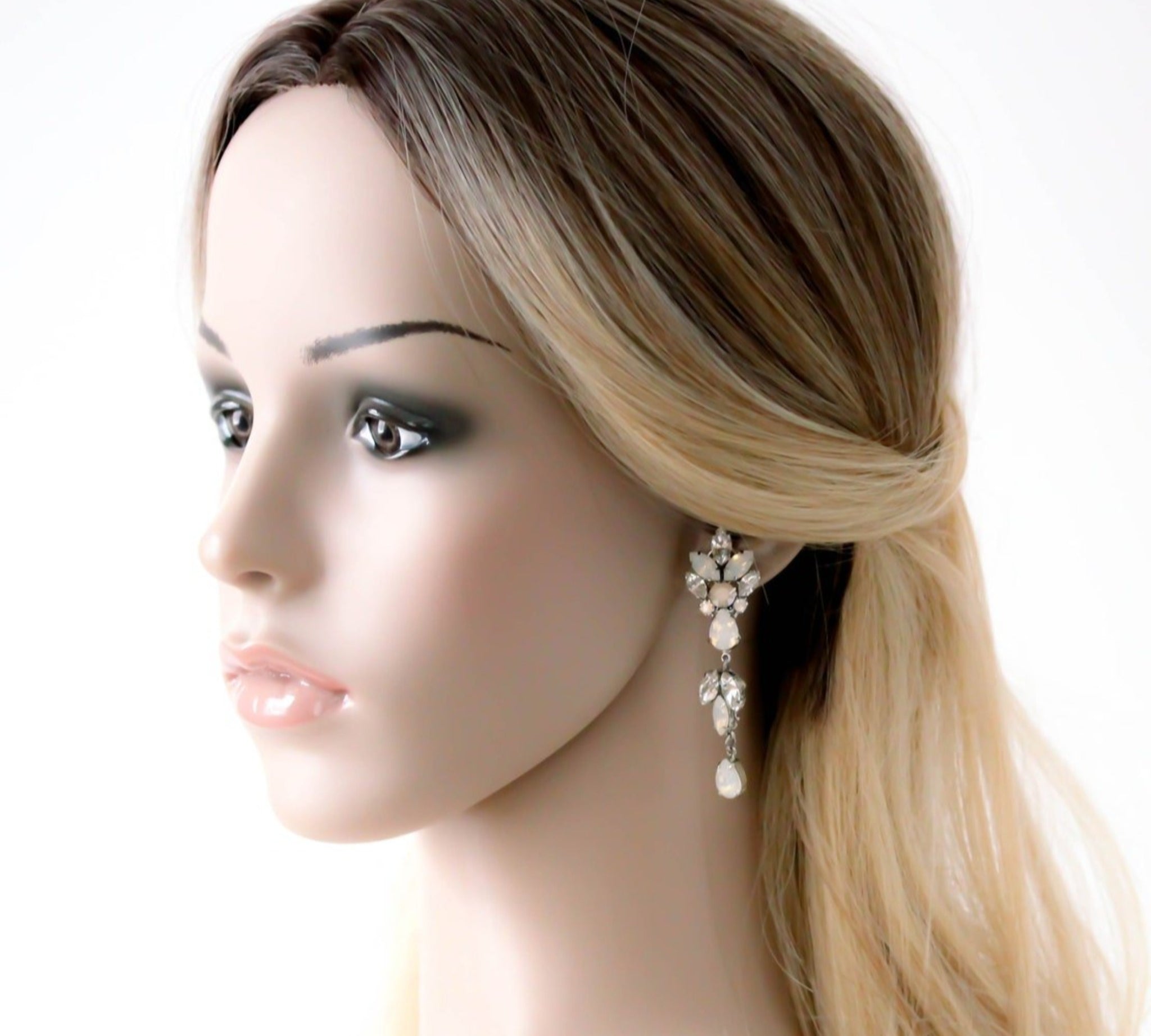 Long crystal vintage style Bridal earrings - PARKER