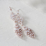 Long cubic zirconia Rose gold bridal earrings - SUMMER