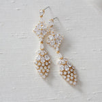 Long cubic zirconia Rose gold bridal earrings - SUMMER