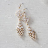 Long cubic zirconia Rose gold bridal earrings - SUMMER