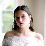 Long cubic zirconia Rose gold bridal earrings - SUMMER