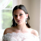 Long cubic zirconia Rose gold bridal earrings - SUMMER