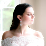 Long cubic zirconia Rose gold bridal earrings - SUMMER