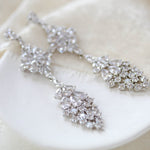 Long cubic zirconia Rose gold bridal earrings - SUMMER