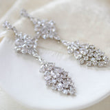 Long cubic zirconia Rose gold bridal earrings - SUMMER