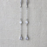 Long Dainty Rose gold CZ earrings for bride - KAYLA - Treasures by Agnes