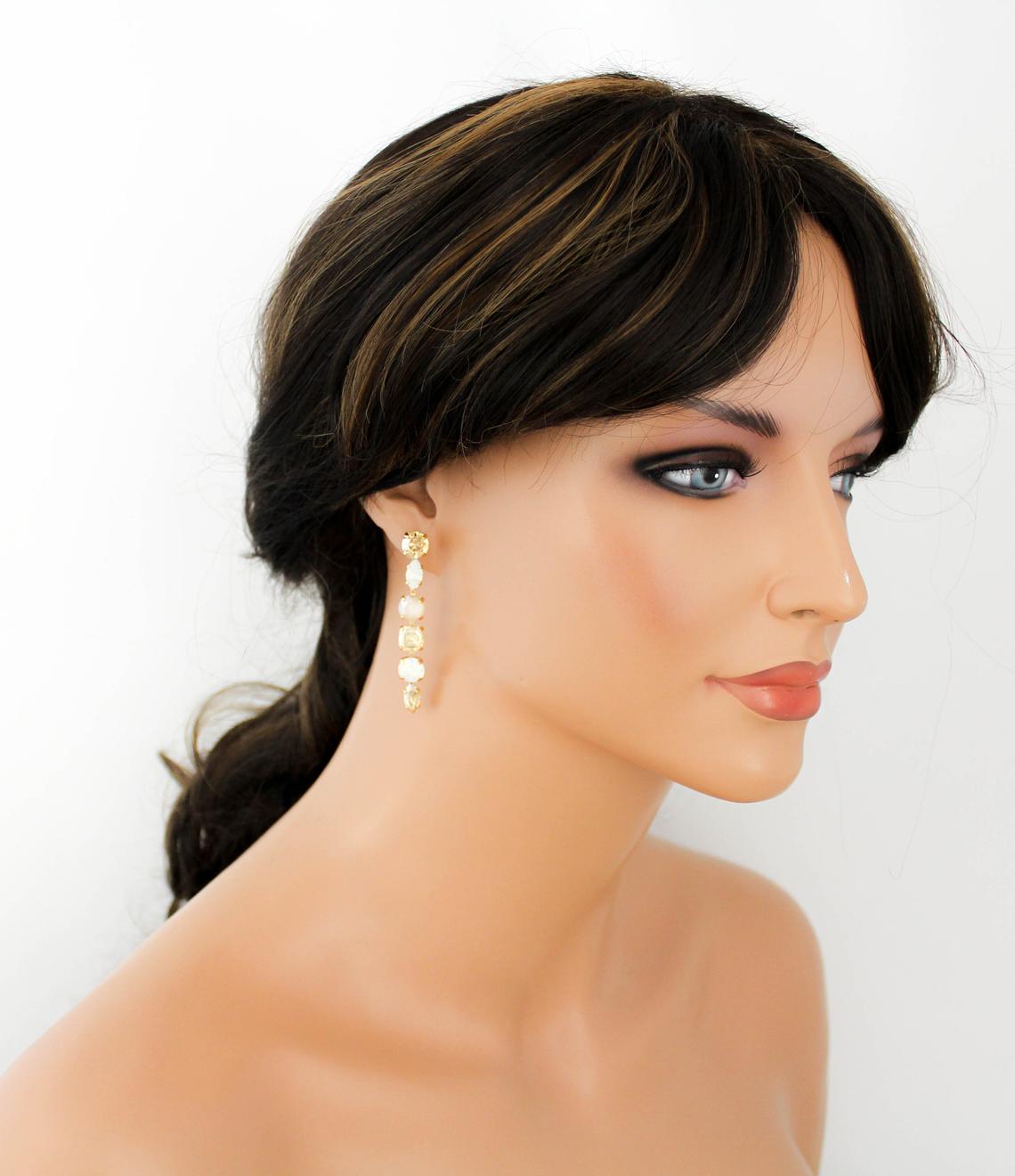 Long dangle crystal bridal earrings - ALICE