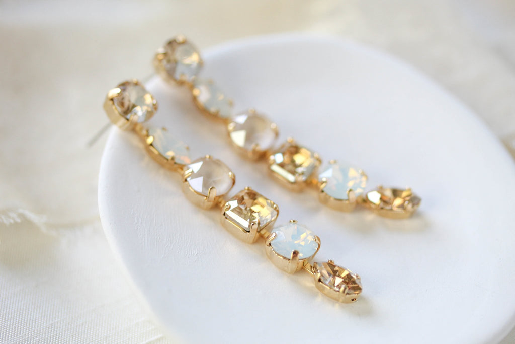Long dangle crystal bridal earrings - ALICE