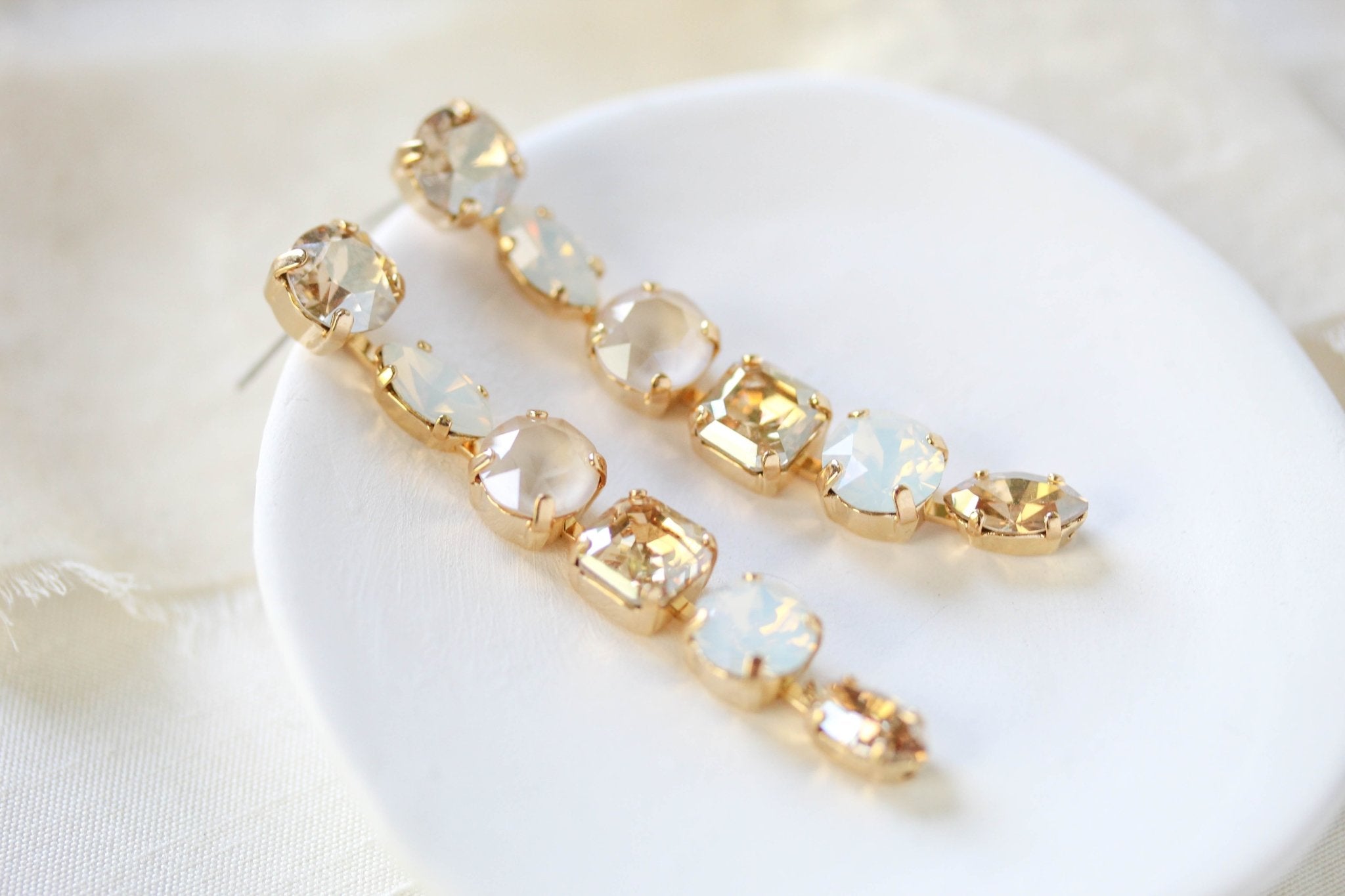 Long dangle crystal bridal earrings - ALICE