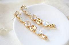 Long dangle crystal bridal earrings - ALICE