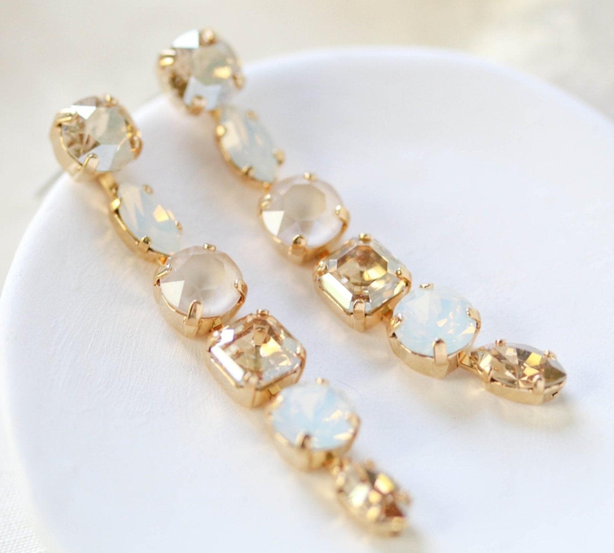 Long dangle crystal bridal earrings - ALICE
