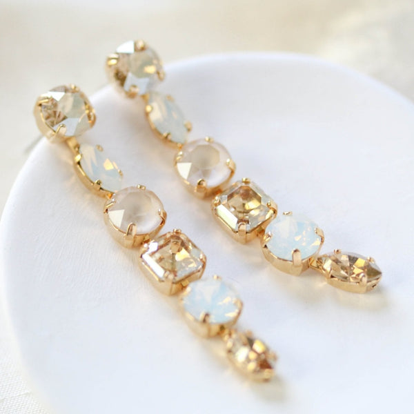 Long dangle crystal bridal earrings - ALICE