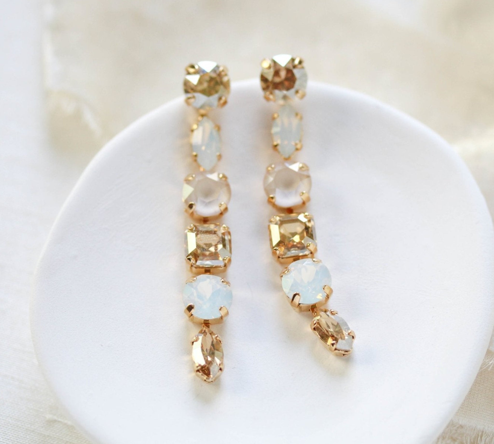 Long dangle crystal bridal earrings - ALICE
