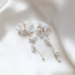 Long floral Statement Wedding earrings for Bride - MEADOW - Treasures by Agnes