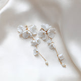Long floral Statement Wedding earrings for Bride - MEADOW - Treasures by Agnes
